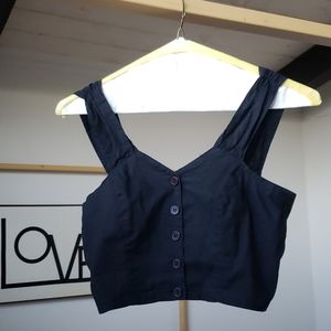 Vintage Bonjour Button Crop Top sz Medium